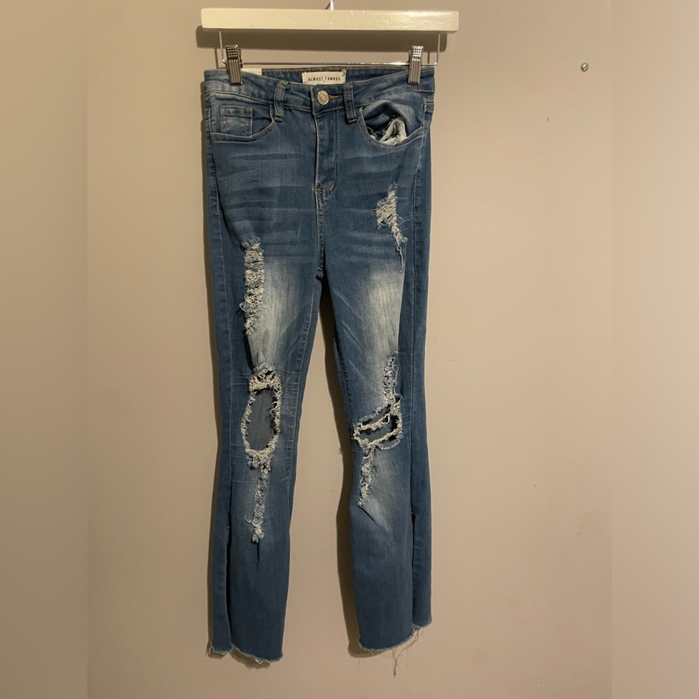 Almost famous blue denim‎ ripped jeans size 0